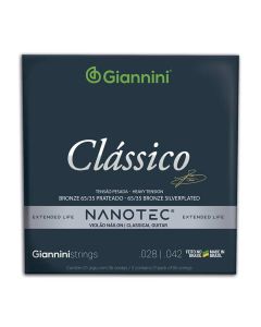 Encordoamento Violão Náilon 6C Giannini Nanotec Clássico Tensão Pesada GEEFLK PN (.028 – .042) (Padrão)