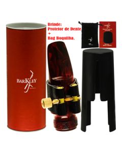 Boquilha Sax Alto Barkley Gp7 Preta Vermelha Completa Bag Protetor Brindes