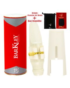Boquilha Sax Barítono Barkley Vintage Zz Branca Ébano 7 Completa Bag Protetor Brindes