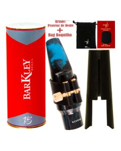 Boquilha Sax Tenor Barkley Pop 8 Kustom Azul Preto Completa Bag Protetor Brindes