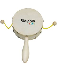 Instrumento Percussão Domroo Infantil Ø10,5cm Madeira c/ Pele Animal Dolphin Kid Cód. 8463 (Padrão)