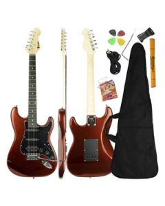 Guitarra Stratocaster HSS Vermelha Brilho Escudo Preto Linha Sunset by PHX c/ Capa + Acessórios ( ST-H MRD )