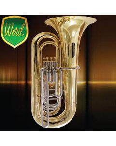 Tuba Sinfônica 4/4 Sib c/ 4 Pistos Laqueada Weril J981 c/ Capa e Acessórios 