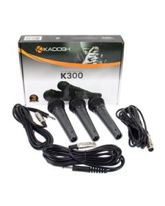 Kit c/ 3 Microfones com Fio Mão Dinâmico Kadosh K300 + Cabos + Bags Cod. 28167
