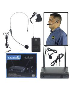 Microfone Sem Fio Wireless Headset Auricular Lapela Lyco UH01-HLI UHF