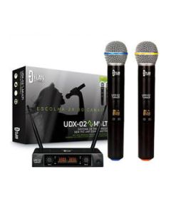 Kit 02 Microfones Sem Fio UHF Profissional Dylan Music UDX02 Multi + Estojo e Acessórios