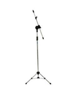 Suporte Pedestal Girafa Telescópico Cromado Gatilho p/ 02 Microfones + Cachimbos Visão Musical Cód. PE3TCR