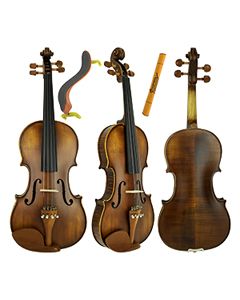 Violino 4/4 Tampo Maciço Envelhecido Fosco Rajado Concert Dominante Orchestral Cód. 9710 c/ Estojo e Espaleira